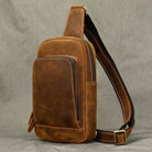 Thick Leather Chest Bag Real Cowhide Small Crossbody Sling Bag Men - VacationGrabs