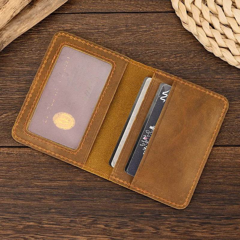 Simple Design Genuine Leather Card Holder Passport Wallet for Men - VacationGrabs
