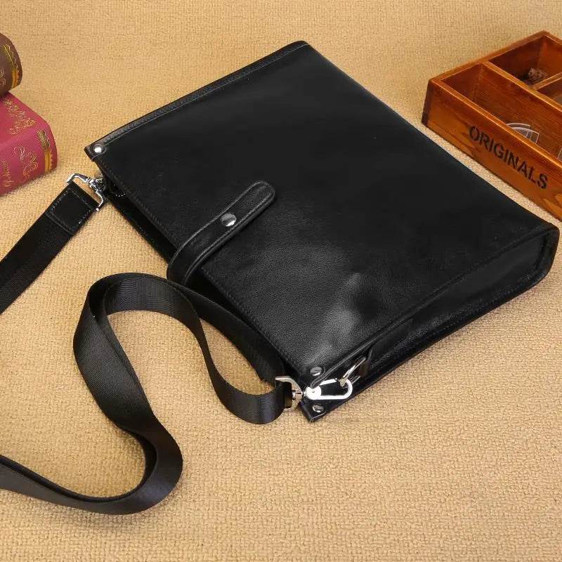 Men's Cow Leather Shoulder Bag A4 Briefcase Business Crossbody - VacationGrabs