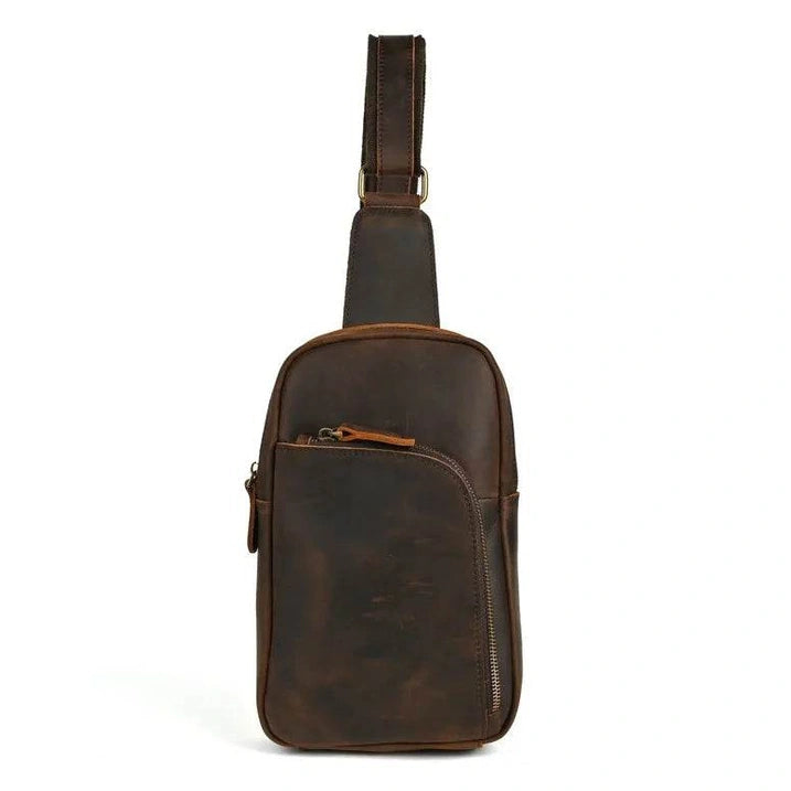 Casual Leather Chest Bag Retro Men's Crossbody Outdoor Sling Bag - VacationGrabs