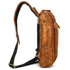 Soft Cowhide Men's Chest Bag Crossbody USB Sling Outdoor Pack - VacationGrabs
