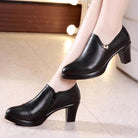 Black Block Heels Platform Pumps Women's Trouser Heels - VacationGrabs