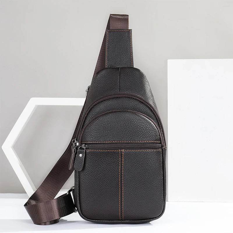 Men's Leather Chest Bag Crossbody Sling Travel Business Bag - VacationGrabs