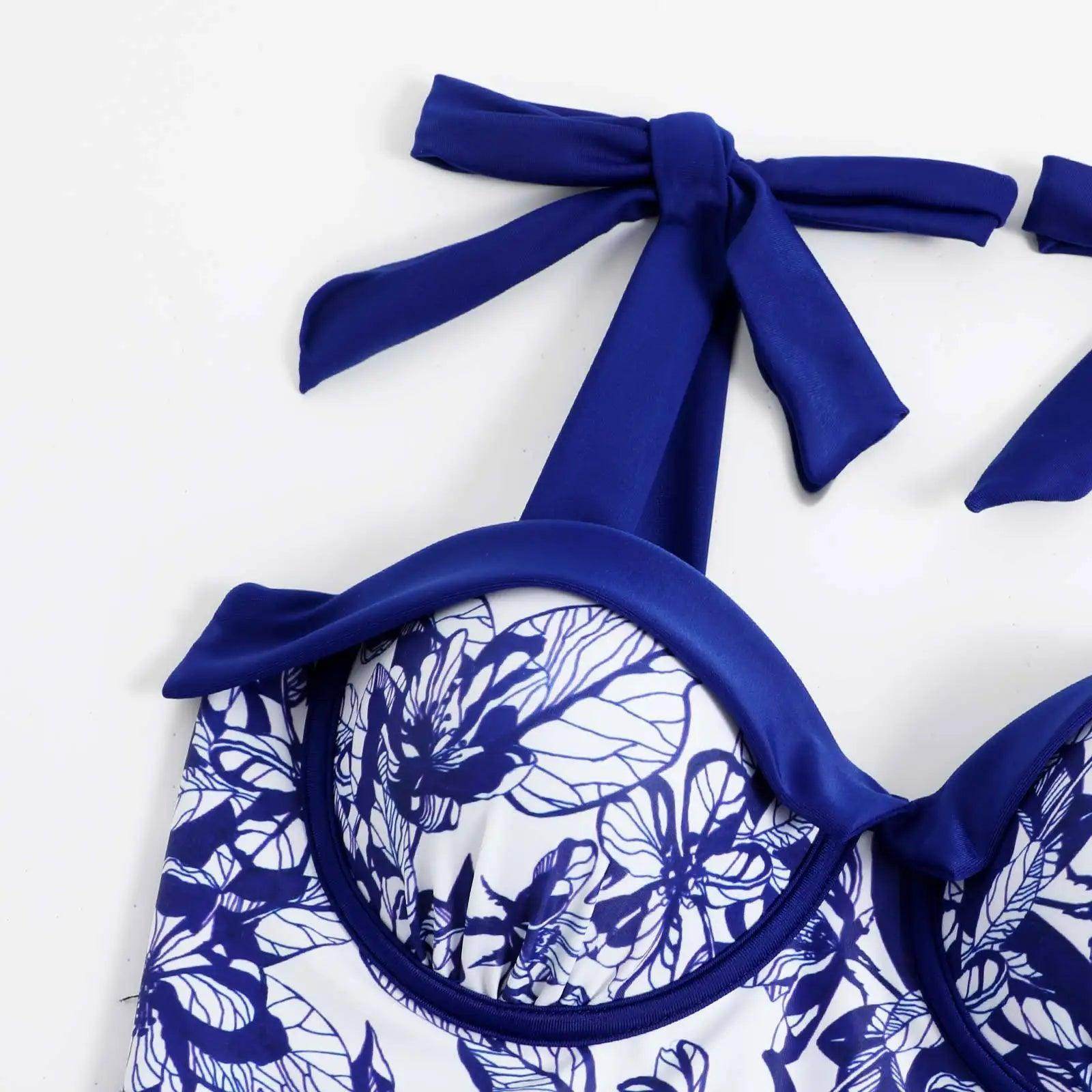 Tie-Shoulder Swimwear One-Piece and Wrap - VacationGrabs