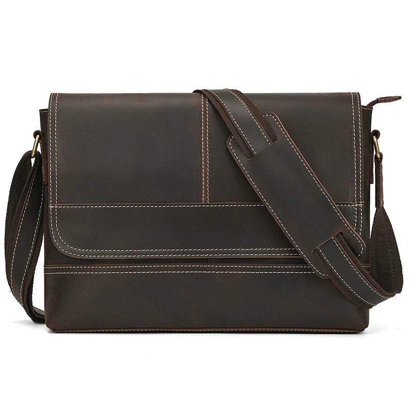 Vintage Fashion Leather Crossbody Messenger Bag for Men Sling Bag - VacationGrabs