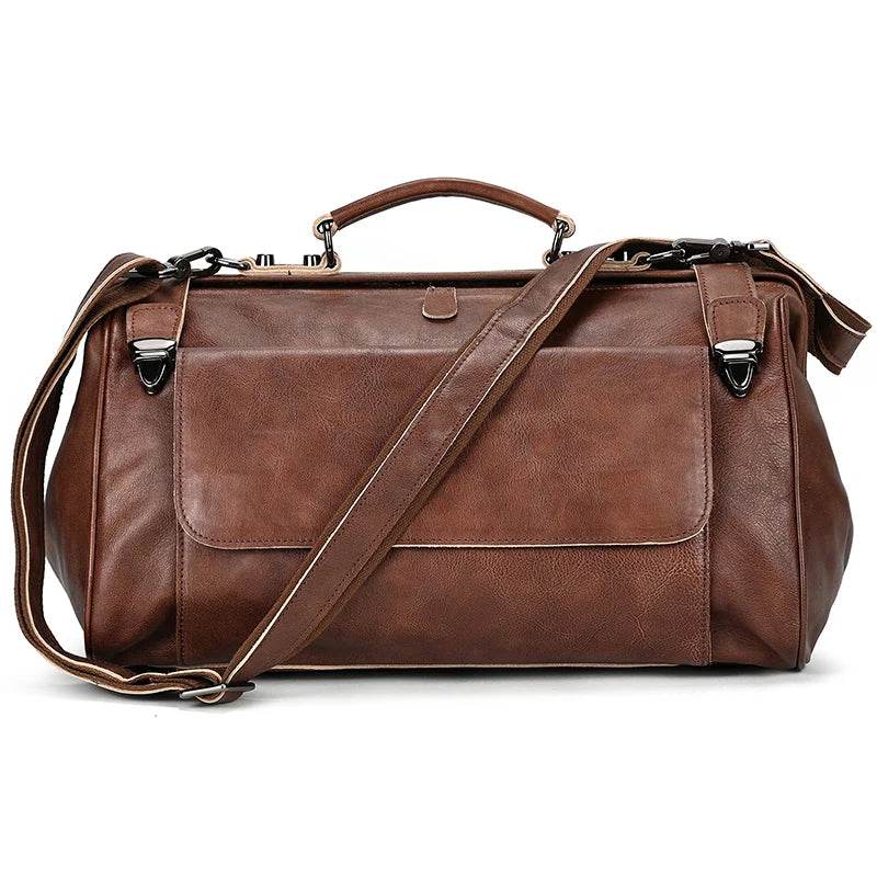 Luxury Leather Duffle Bags for Business Flights 45cm Travel Bag - VacationGrabs