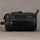 Black Genuine Leather Cosmetic & Storage Bag for Men & Women - VacationGrabs