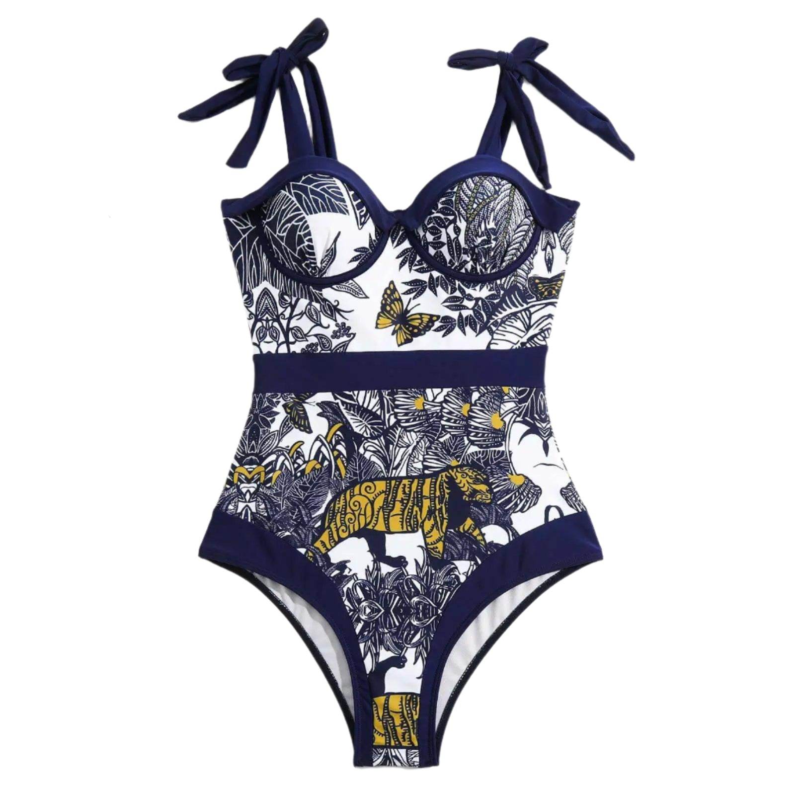 Tie-Shoulder Swimwear One-Piece and Wrap - VacationGrabs