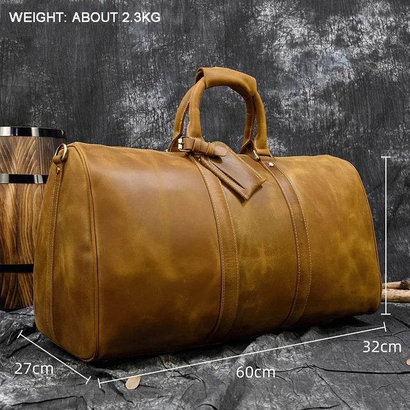 True Leather Weekender Duffle Bag Large Travel Men’s Luggage - VacationGrabs