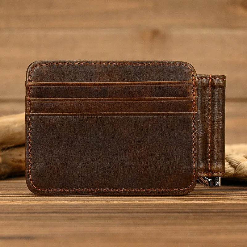 Genuine Leather Money Clip Wallet for Men & Women Card Holder - VacationGrabs