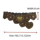 Brown Pinned Belt Decorated with White Love Hearts Bohemian - VacationGrabs