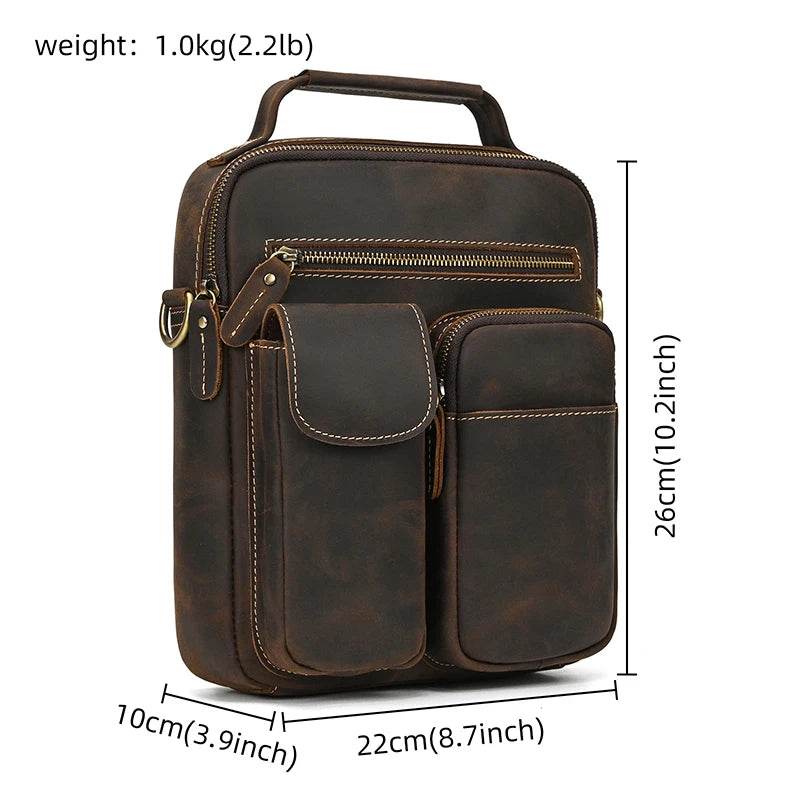 Retro Fashion Men’s Leather Handbag Genuine Shoulder Sling Bag - VacationGrabs