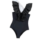 Ruffle Print Floral One Piece Slimming Swimwear - VacationGrabs
