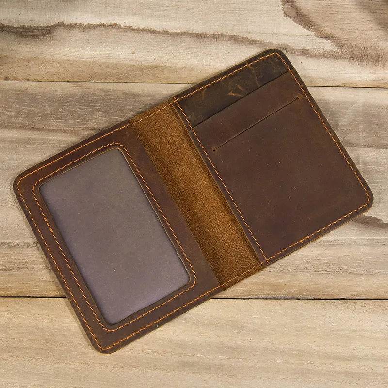 Vintage Leather Driver License Slim Wallet Men & Women Card Holder - VacationGrabs