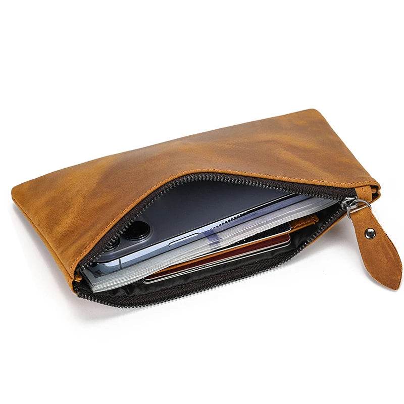 Vintage Leather Phone Wallet Clutch Purse with Coin Pouch for Men & Women - VacationGrabs