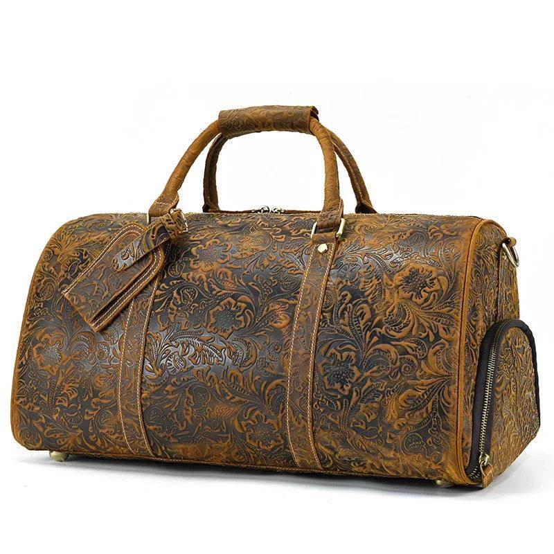 Duffel Bag for Men Crazy Horse Leather - VacationGrabs