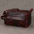 Black Genuine Leather Cosmetic & Storage Bag for Men & Women - VacationGrabs