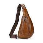 Soft Cow Leather Men's Chest Bag Anti-Theft Small Crossbody Sling - VacationGrabs