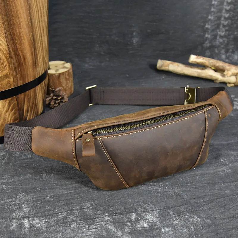 Leather Sling Bag for Outdoor Travel Men’s Chest Pack - VacationGrabs