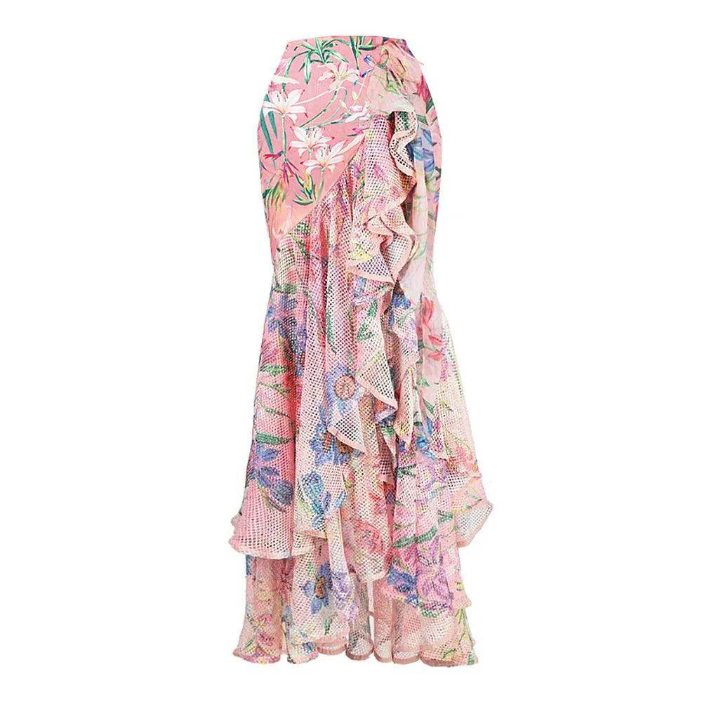 Vintage Floral One Piece Swimwear +Wrap - VacationGrabs