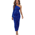 Women's Dresses Blue One-Shoulder Long Sleeve Dress