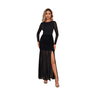 Semi-Sheer Slit Round Neck Dress - VacationGrabs