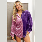 BiBi Contrast Button Up Long Sleeve Shirt - VacationGrabs