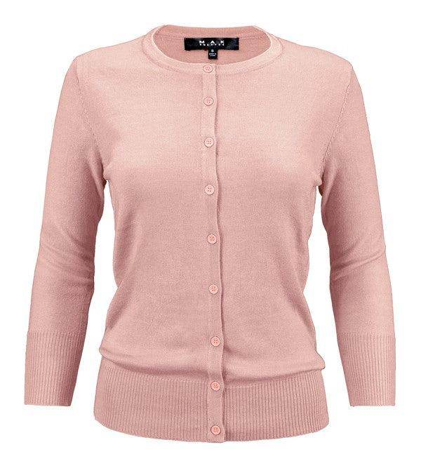 Crewneck Button Down Knit Cardigan Sweater - VacationGrabs