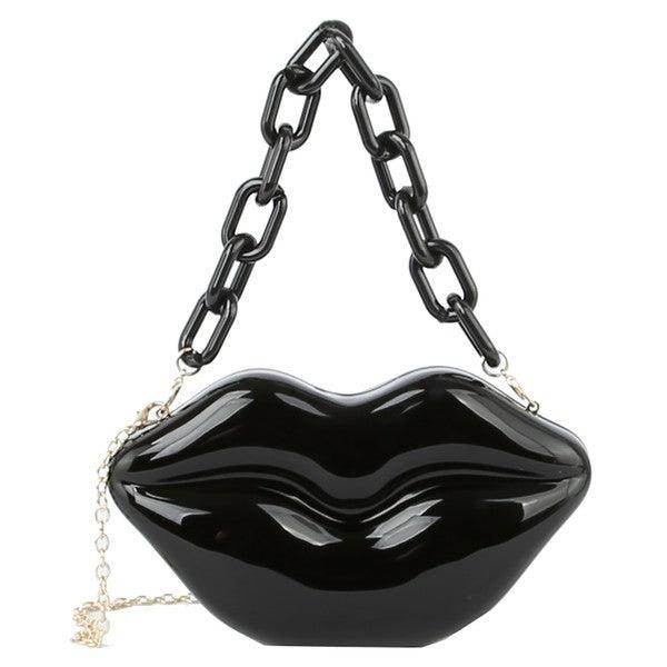 Acrylic Hard Case Lips Clutch Crossbody Bag - VacationGrabs