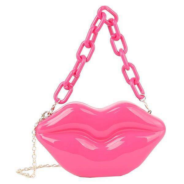 Acrylic Hard Case Lips Clutch Crossbody Bag - VacationGrabs