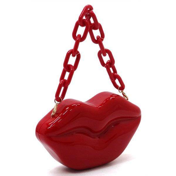 Acrylic Hard Case Lips Clutch Crossbody Bag - VacationGrabs