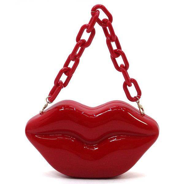 Acrylic Hard Case Lips Clutch Crossbody Bag - VacationGrabs