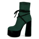 Women's Shoes - Boots After Pay High Heeled Velvet Knitted Boot