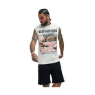 VacationGrabs men's summer streetwear sleeveless shirt with graphic floral print in white
