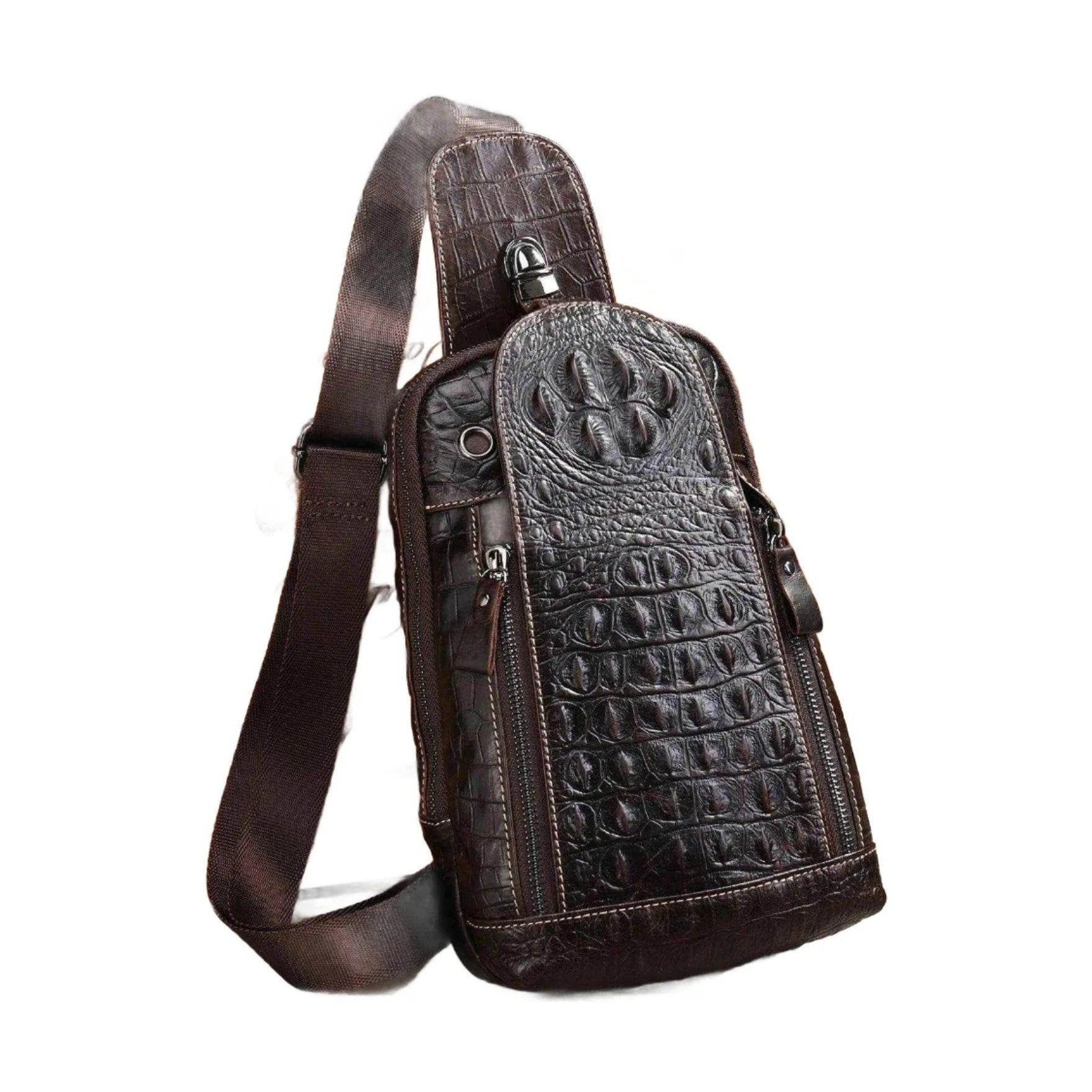Alligator Pattern Style Leather Crossbody Bag Single - VacationGrabs