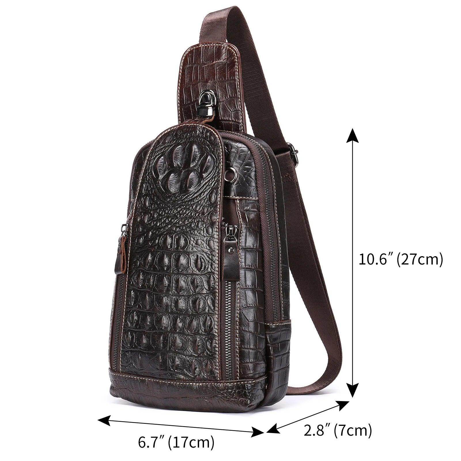 Alligator Pattern Style Leather Crossbody Bag Single - VacationGrabs
