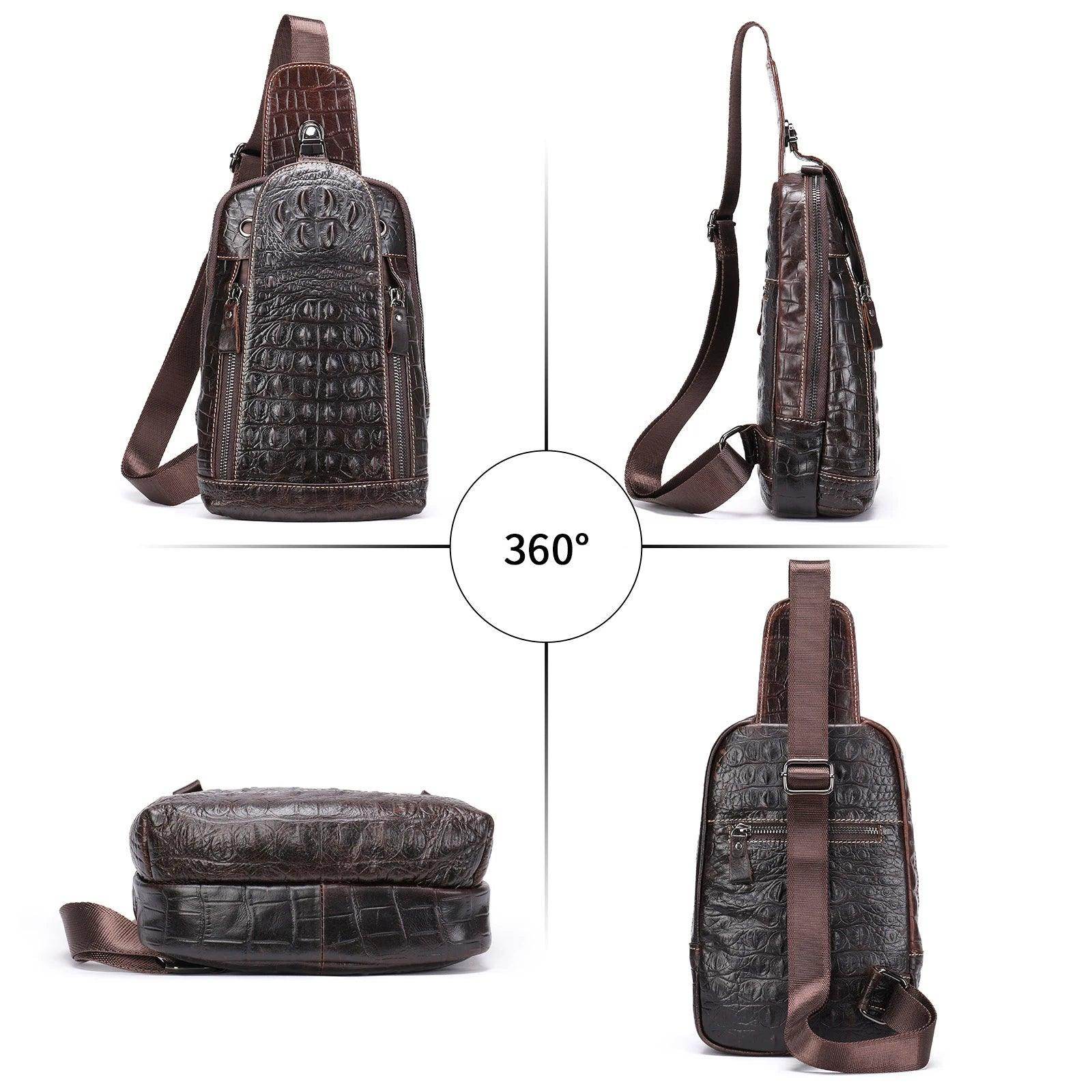 Alligator Pattern Style Leather Crossbody Bag Single - VacationGrabs