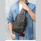 Alligator Pattern Style Leather Crossbody Bag Single - VacationGrabs