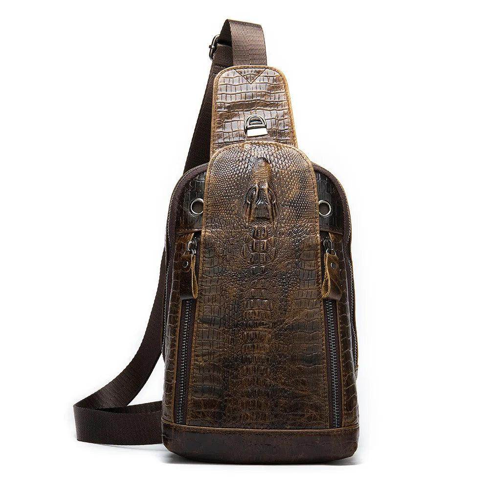 Alligator Pattern Style Leather Crossbody Bag Single - VacationGrabs