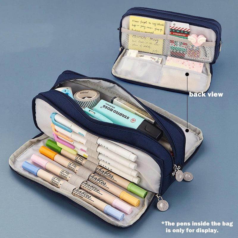 Angoo Double-Sided Pencil Case Dual Canvas Pocket Art Bag - VacationGrabs