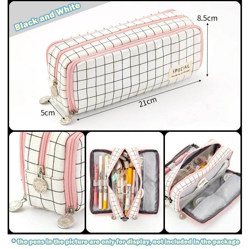 Angoo Double-Sided Pencil Case Dual Canvas Pocket Art Bag - VacationGrabs
