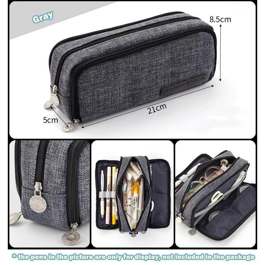 Angoo Double-Sided Pencil Case Dual Canvas Pocket Art Bag - VacationGrabs