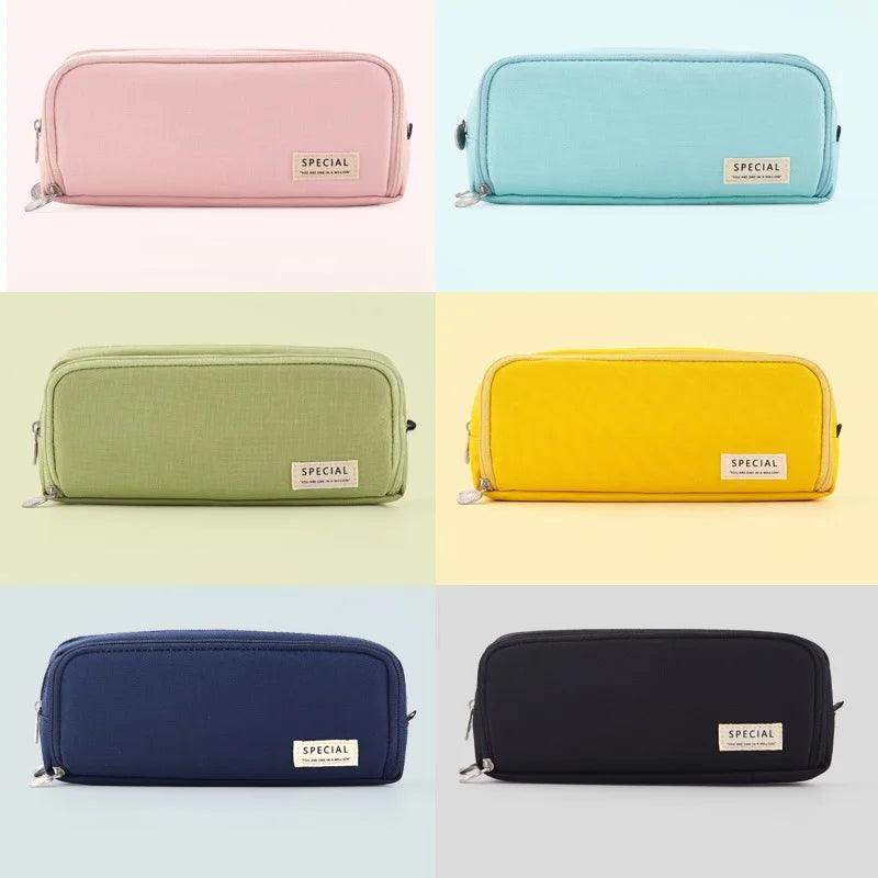 Angoo Double-Sided Pencil Case Dual Canvas Pocket Art Bag - VacationGrabs