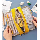 Angoo Double-Sided Pencil Case Dual Canvas Pocket Art Bag - VacationGrabs