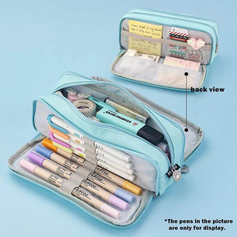 Angoo Double-Sided Pencil Case Dual Canvas Pocket Art Bag - VacationGrabs