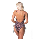 Beach Joy Bikini animal print one piece swimsuit with adjustable thin straps and side ties