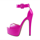 VacationGrabs Women's Pink Ankle Strap Stilettos with Platform for Stylish Elevation
