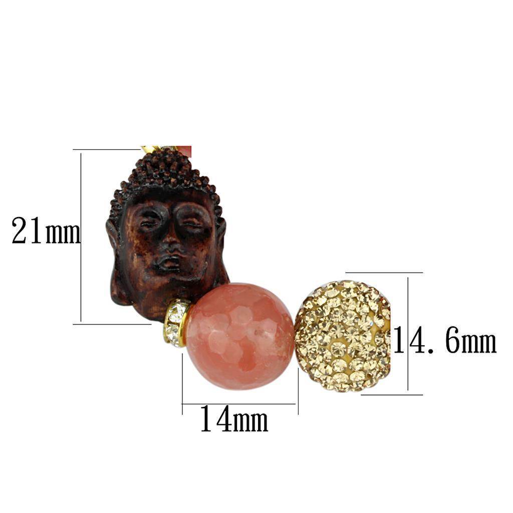 Antique copper women's bracelet featuring a Buddha charm and gemstone beads for a stylish look