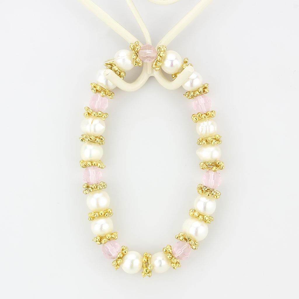 Elegant antique silver women's bracelet adorned with pearls and pink crystals for a stylish look