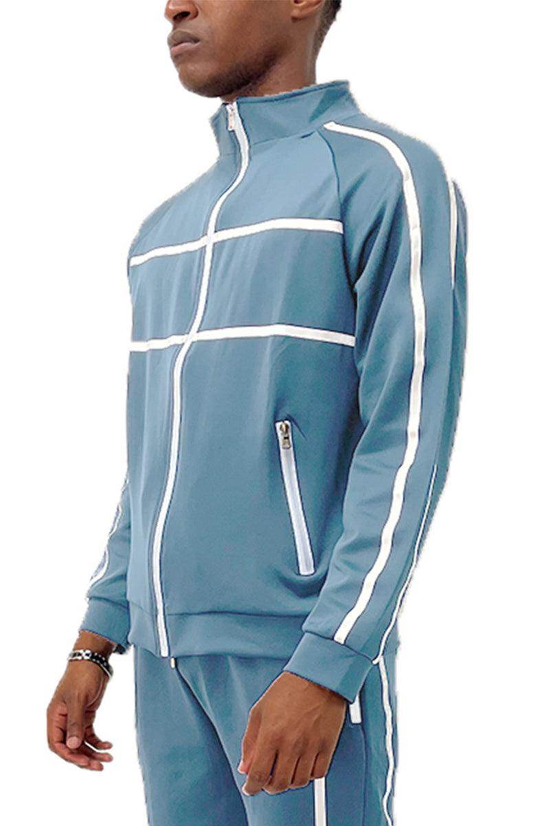 Arctic Blue Jordan Tape Track Jacket Jogger Set - VacationGrabs